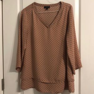 The Limited orange and grey 3/4 sleeve top